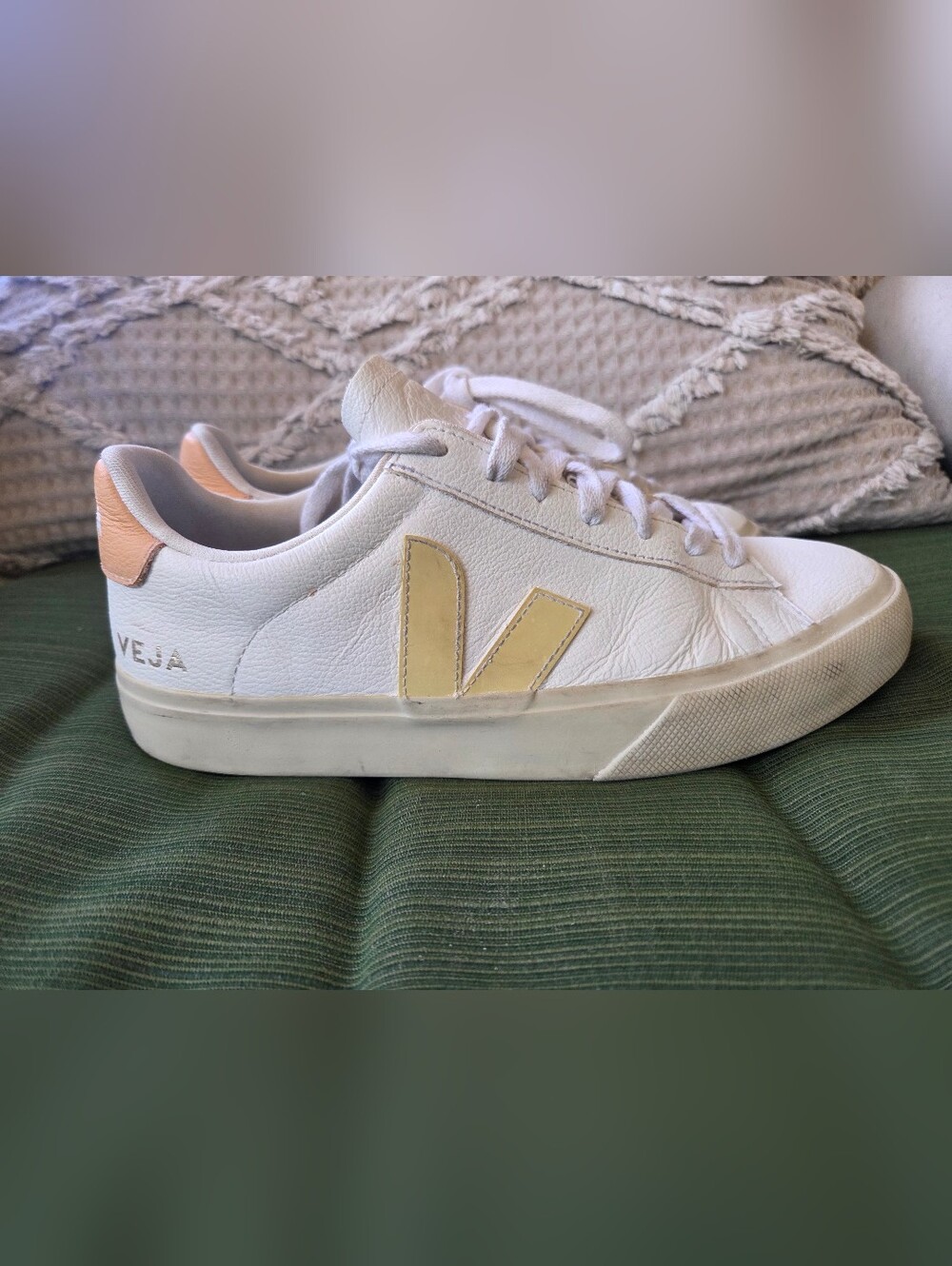 VEJA CAMPO LEATHER WHITE SUN PEACH SNEAKERS